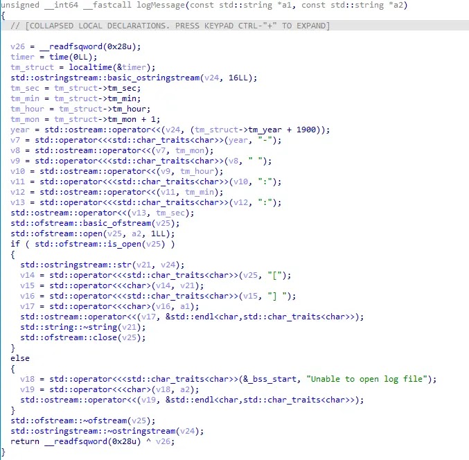 Λειτουργία Badcall logMessage() (Πηγή - Hunt.io)
